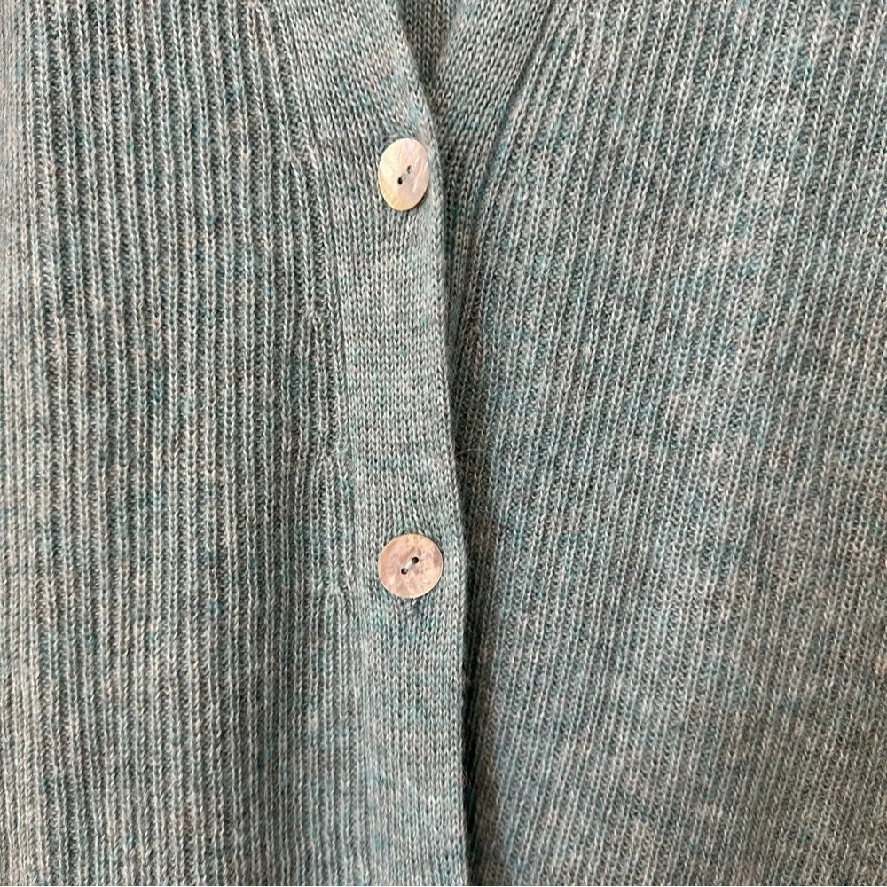 Peruvian Connection Ribbed Boyfriend Cardian in Teal - Picture 3 of 9